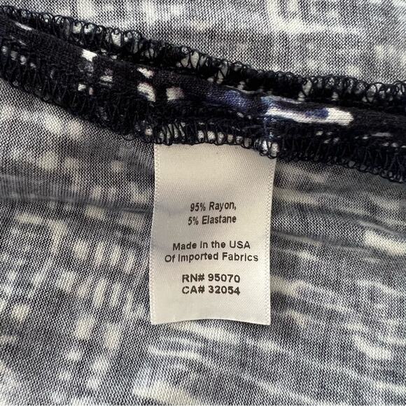 Anthropologie Weston Navy Blue High-Low Hatch Weave Line Short Sleeve V-neck Top - Picture 5 of 5